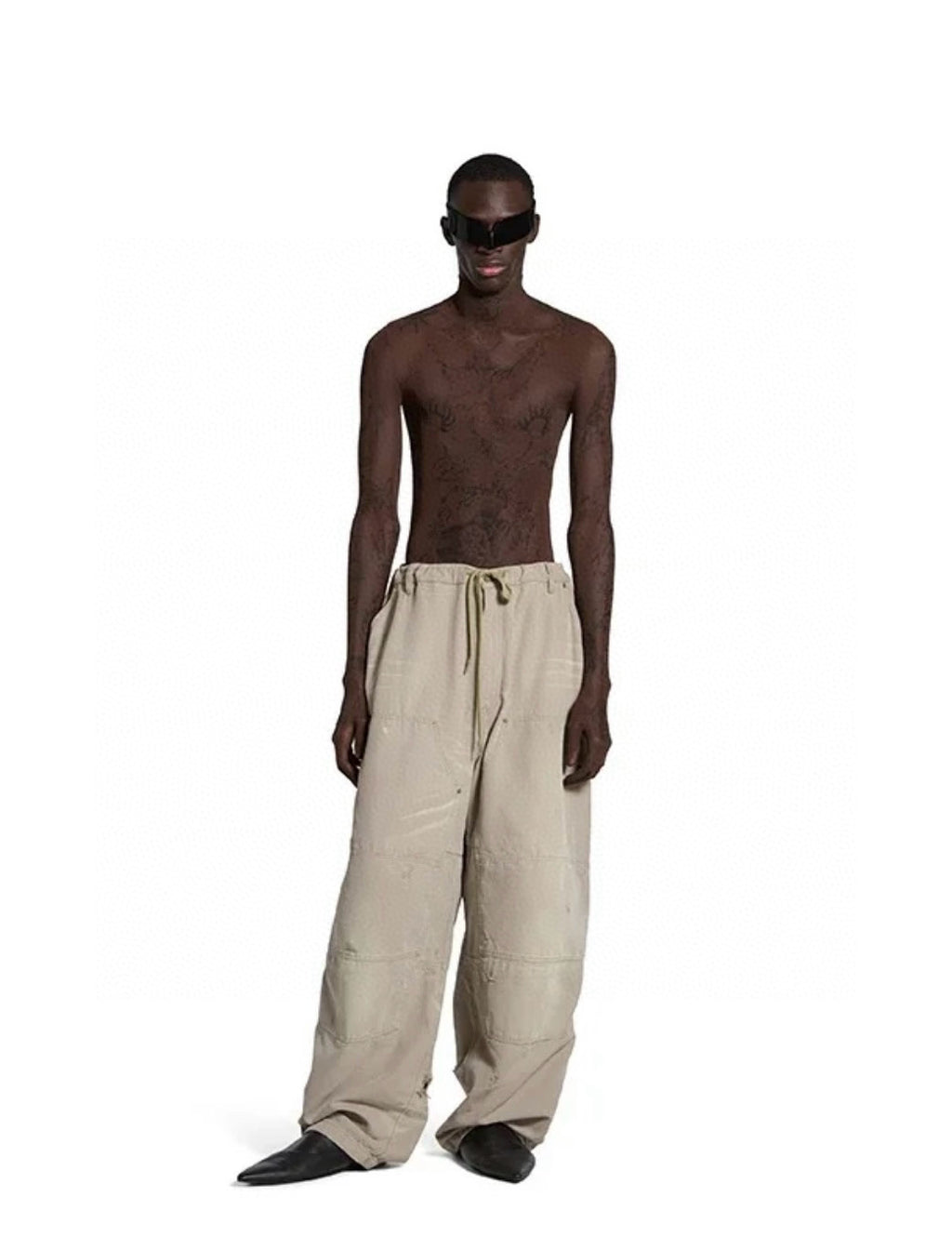 Balenciaga Men's Women's Four Seasons Cotton Tie Mid Waist Loose Work Pants Solid Color Casual Pants Ngvp #1937