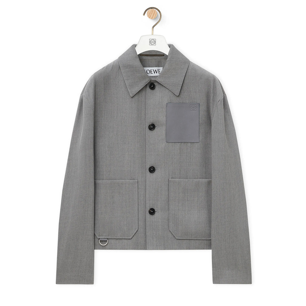 Loewe Men's Autumn And Winter Wool Work Jacket Solid Colour Pockets Loose Fit Lapel Single-breasted Fashion Casual Jacketï»? #71842