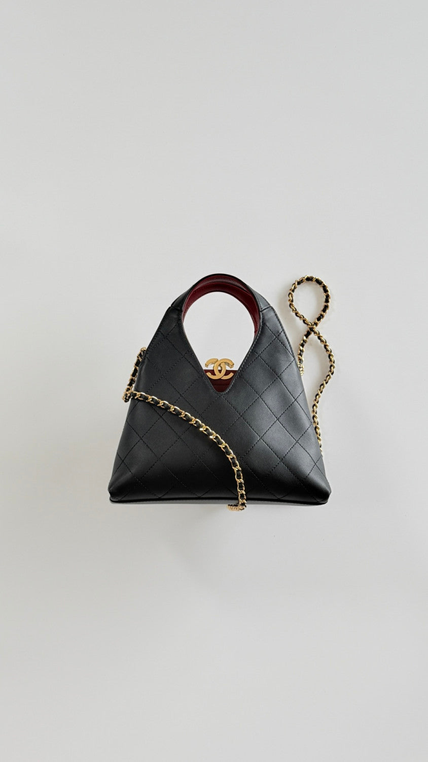Chanel Small Calfskin And Gold-toned Metal Black Shopping Bag 2026 Haute Artisanat Collection V-shaped Tote Bag Bags AS6390 #197508