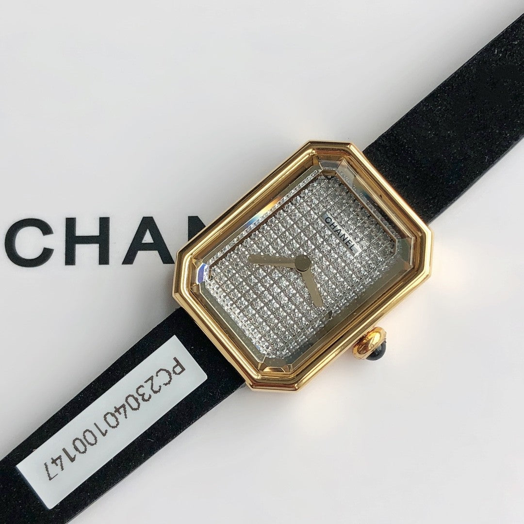 Chanel Premi¨¨re Ribbon Watch Diamond-set Dial Temperament Fashionable And Elegant Watch Black Dial 18k Gold Square Watch Accessories #71955