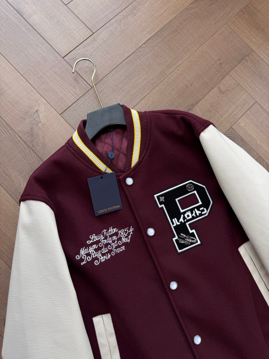 Louis Vuitton x 25FW Men's Letter Badge Printed Stand Collar Pocket Long Sleeve Baseball Uniform #332524