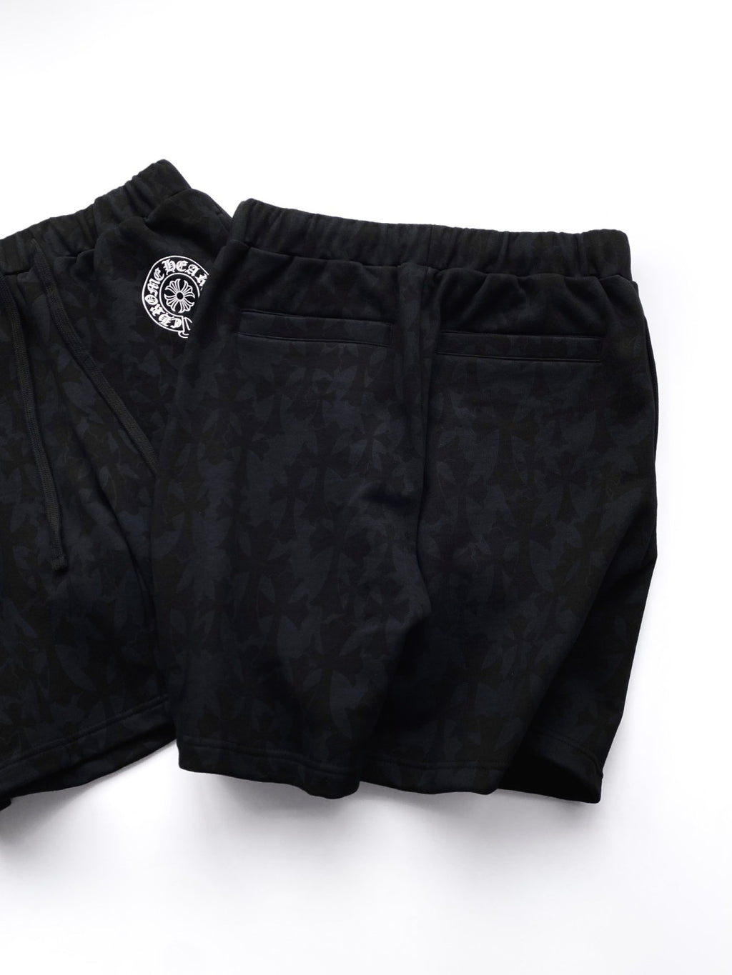 Chrome Hearts Men's Summer Black Logo Print Stretch Lace-Up Straight Shorts #99848