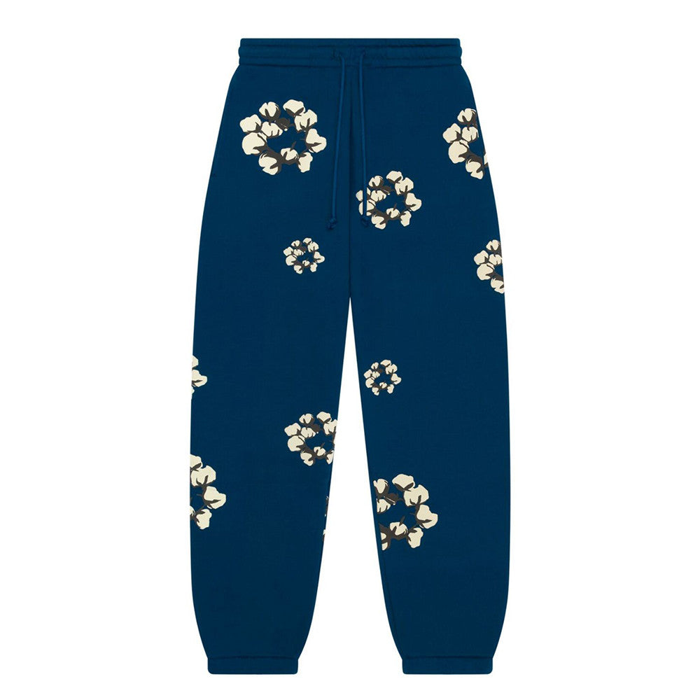 Denim Tears Cactus Tears Wreath Floral Print Hooded Sweatshirt Casual Tie Drawstring With Loose Sweatpants #71879