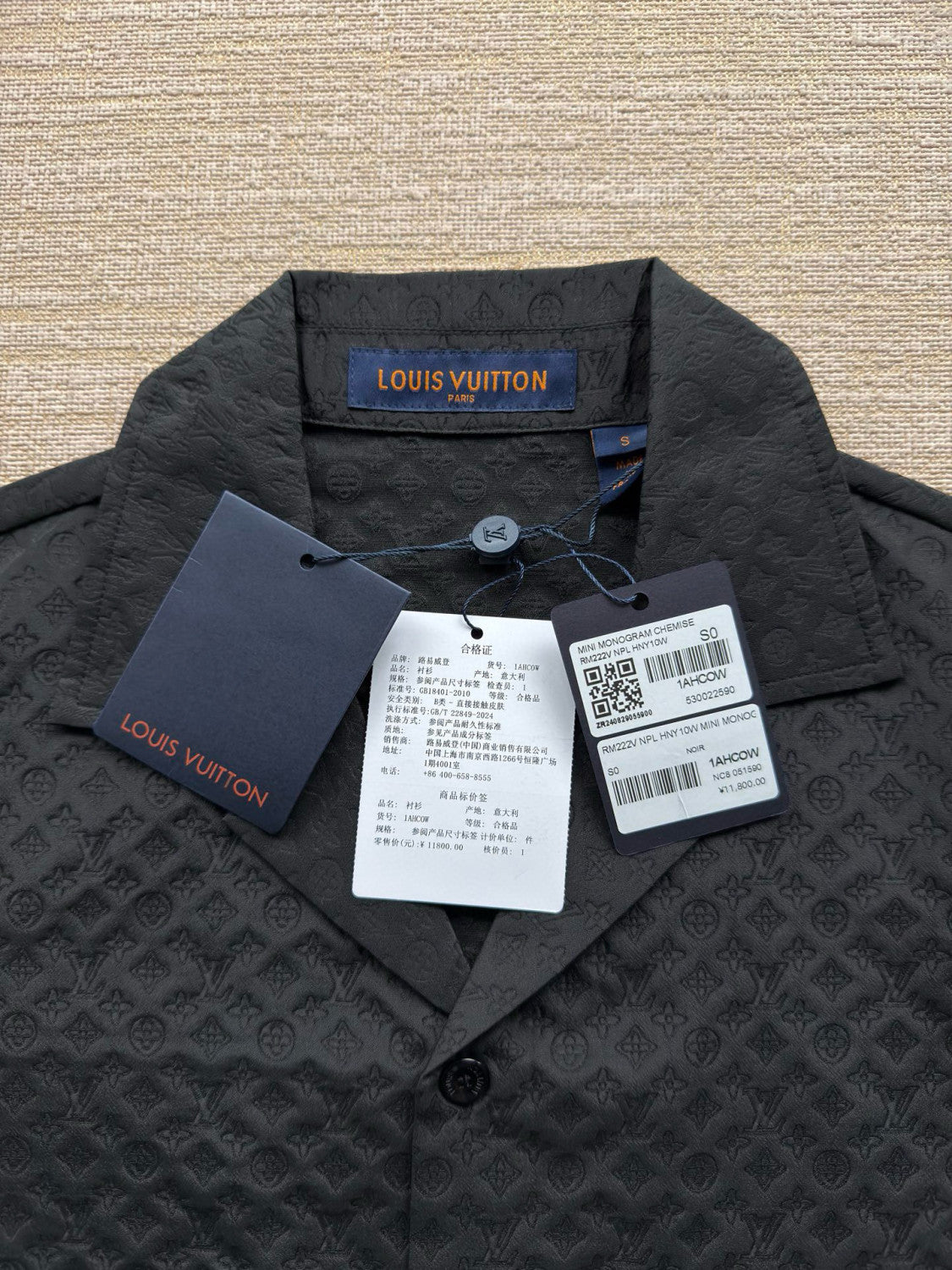 Louis Vuitton Men's Summer Solid Color Embroidered Full Print Silk Blend Single Breasted V-neck Short Sleeved Shirt And Casual Shorts Set Suit #77153