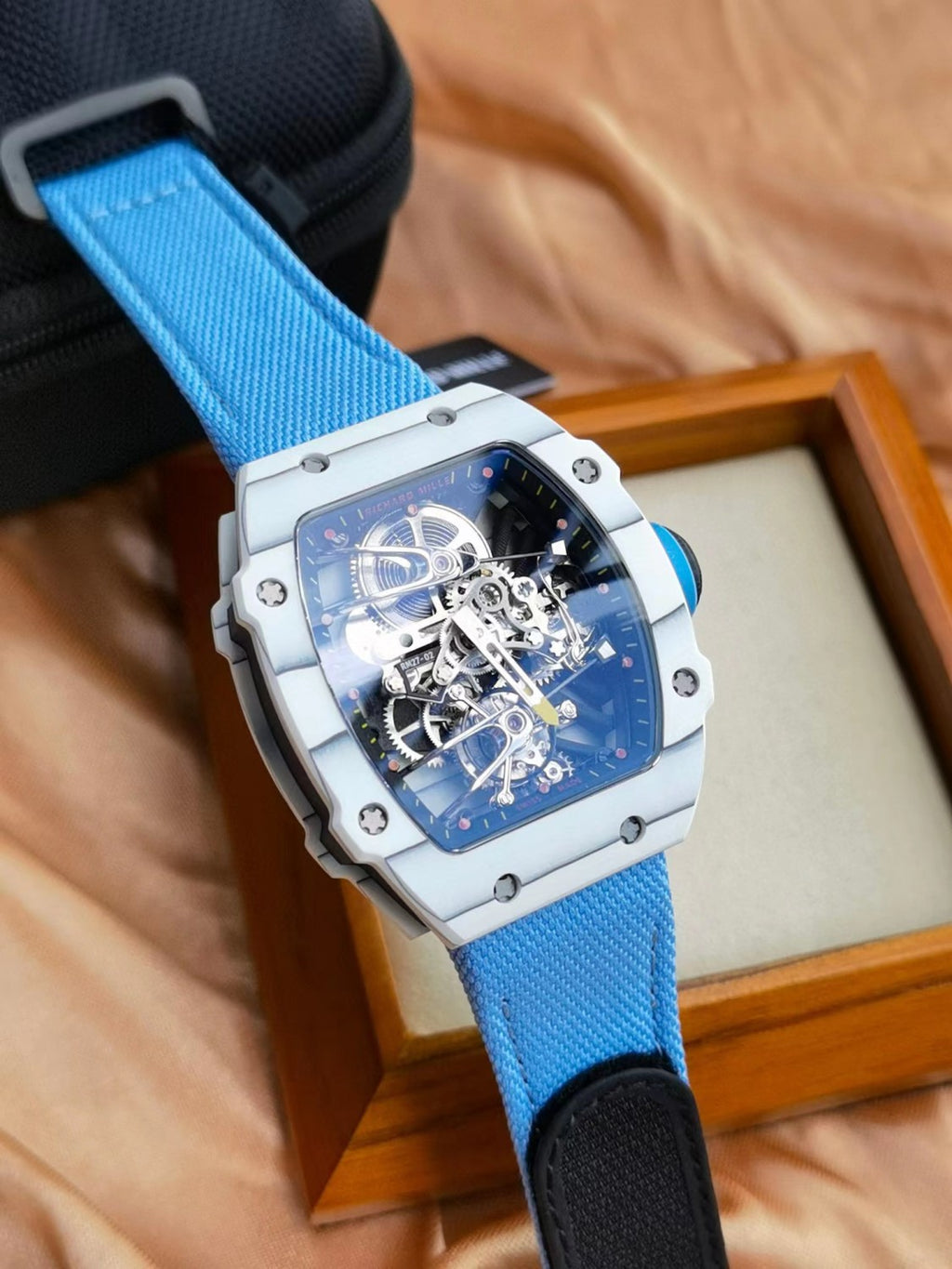 Carbon Fiber Tourbillon Wrist Watch Accessories Jewelry #82468