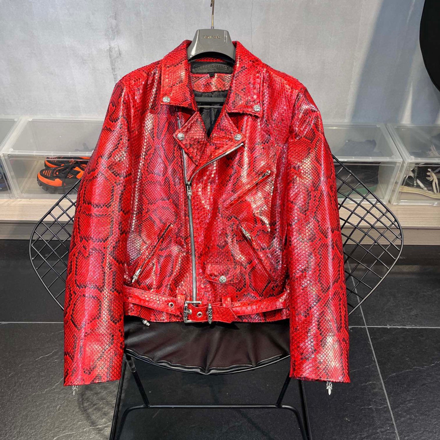 Chrome Hearts Scale Biker Leather Jacket #96638