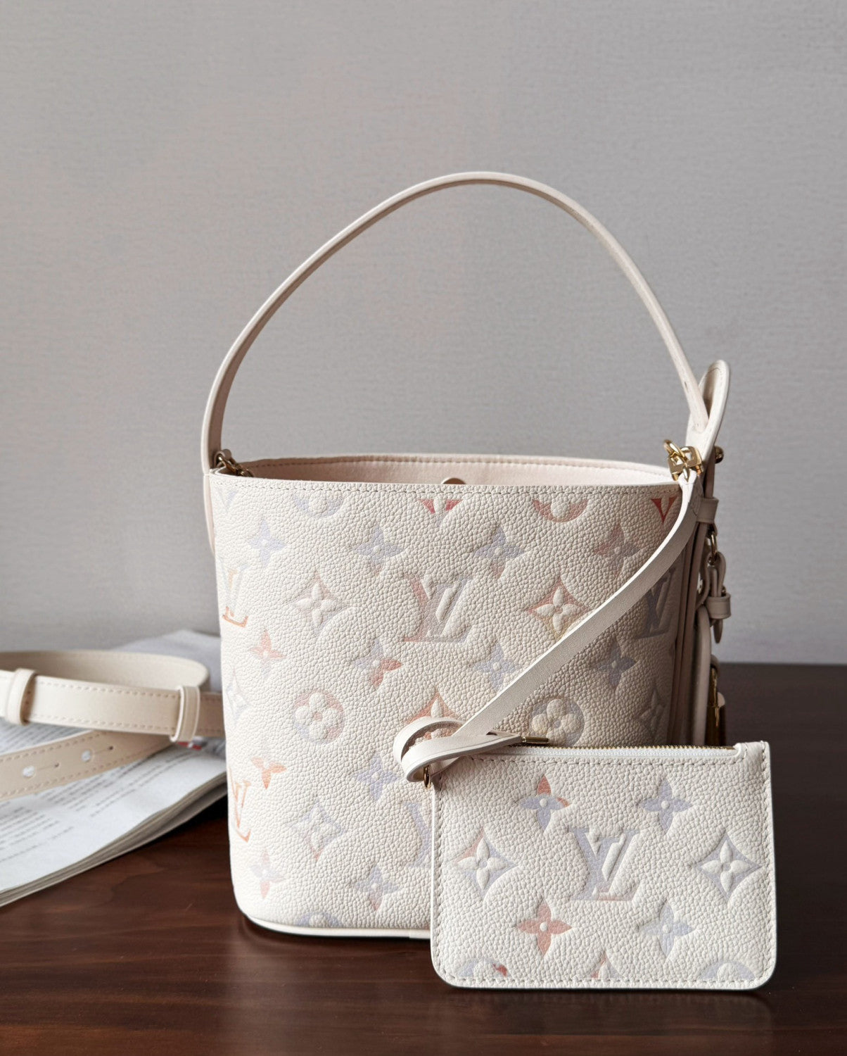 Louis Vuitton All In BB Women's Watercolor Gradient Logo Print Embossed Grained Cowhide Leather Shoulder Bag Crossbody Handbag Tote Bags #78126