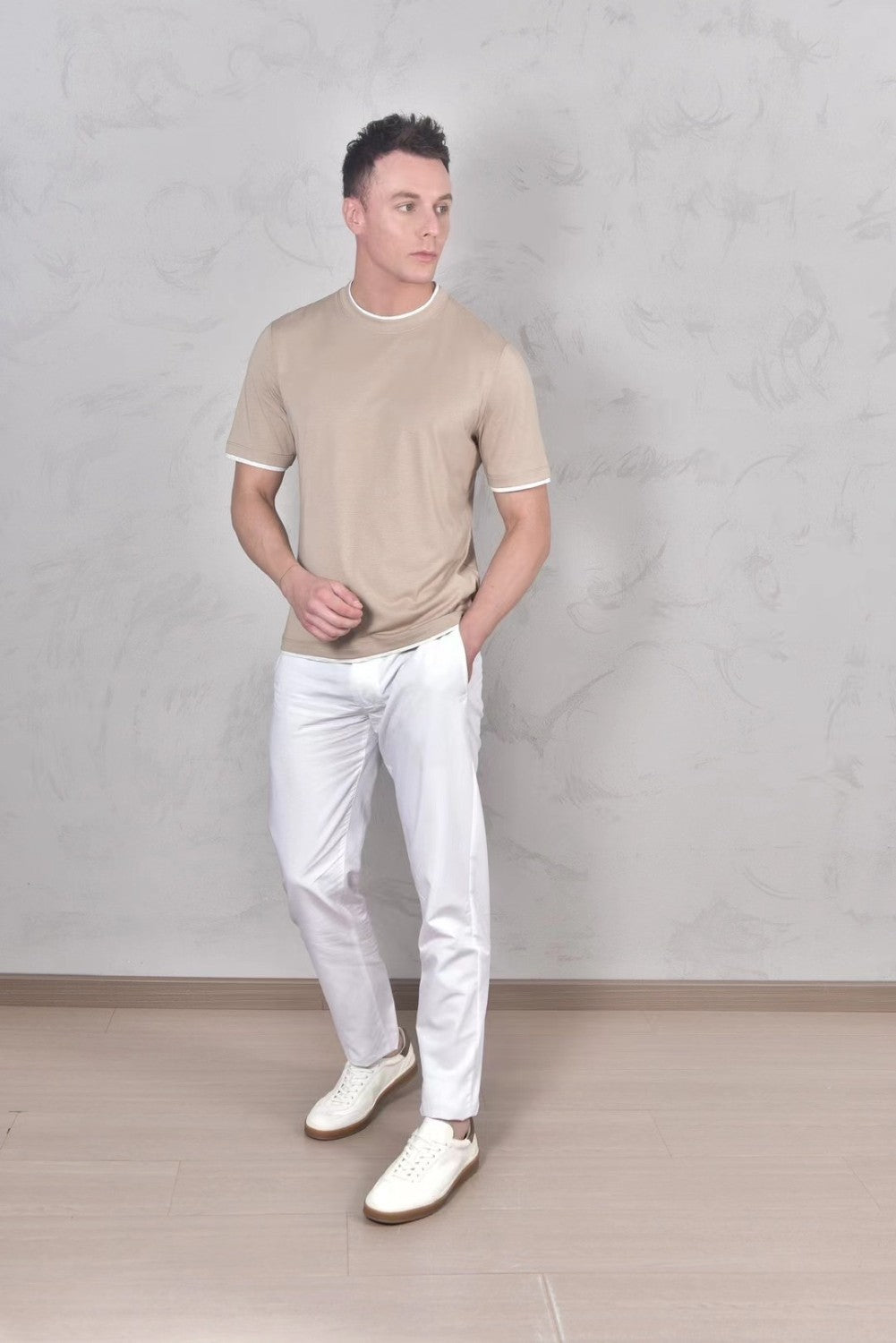 Brunello Cucinelli Men's Spring And Summer Fashion Trend Color Blocking Classic Short-sleeved Comfortable Positive Shoulder Round Neck T-shirt Tops #99379