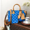 Louis Vuitton Women's Fashion Classic Sapphire Blue Logo Zipper Closure Leather Shoulder Bag Handbags In Small Medium And Large Sizes Crossbody Bag Bags #78656
