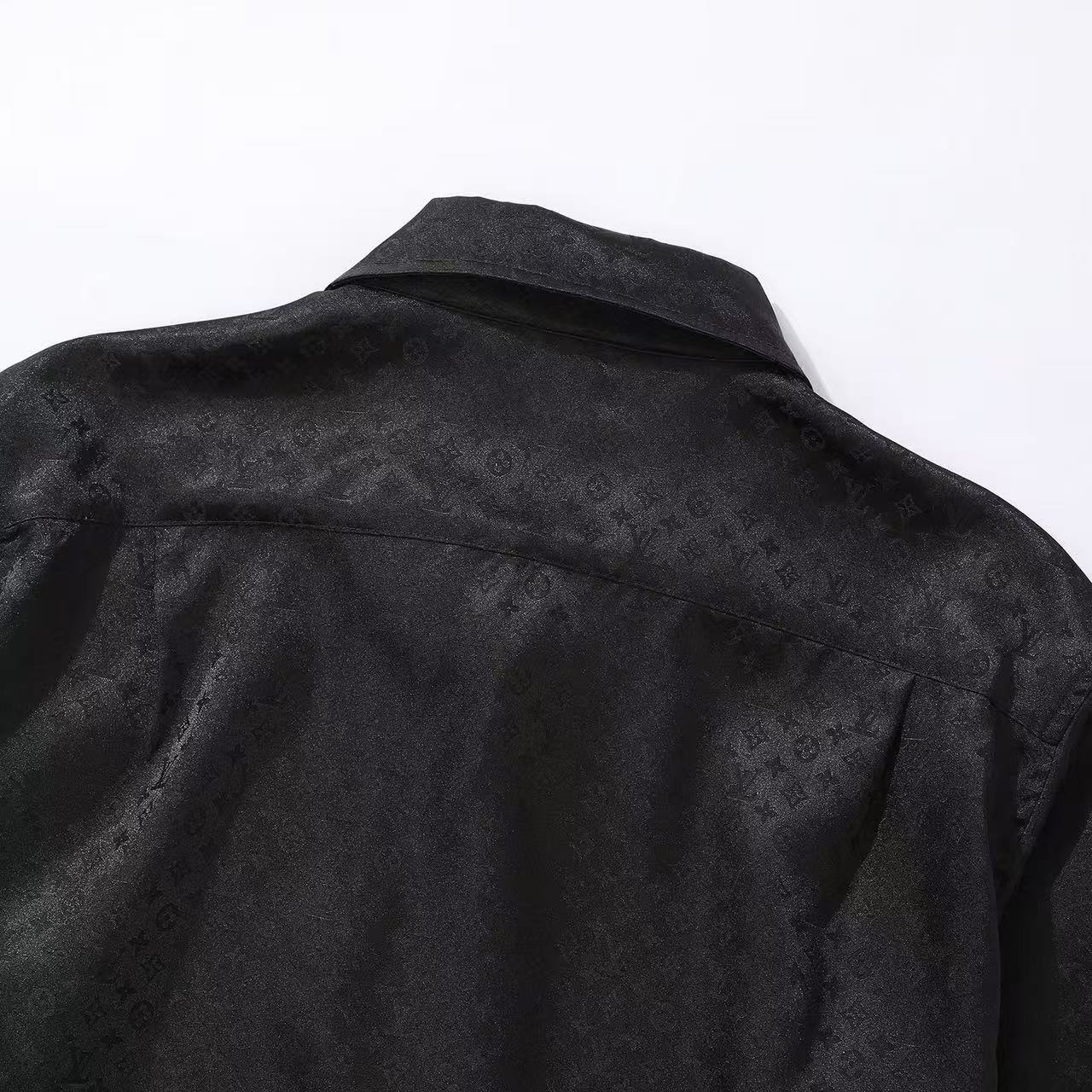 Louis Vuitton Men's Spring And Summer Solid Color Letter Print Silk Single Breasted Long Sleeved Shirt #76568