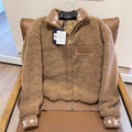 Louis Vuitton Women's and Men's Suede Leather Label Teddy Velvet Suede Belted Jacket With Leather Patches #332529