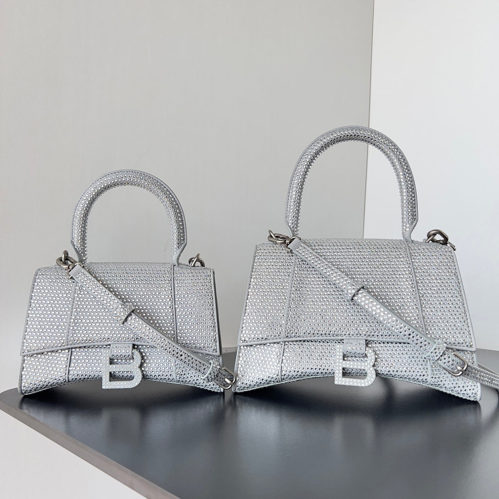 Balenciaga Hourglass Women's Solid Color Full Rhinestone Printed Hourglass Bag Tote Shoulder Crossbody Bags #76123