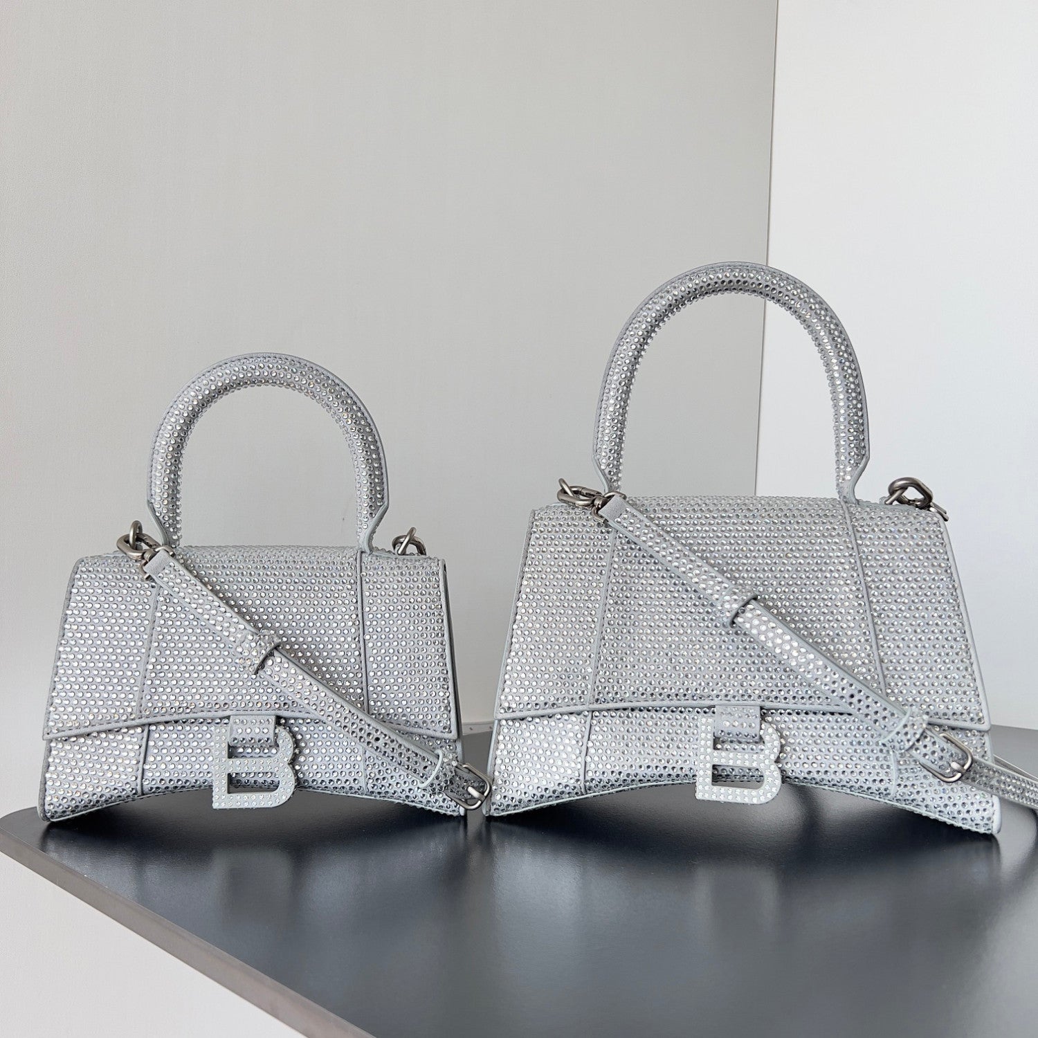 Balenciaga Hourglass Women's Solid Color Full Rhinestone Printed Hourglass Bag Tote Shoulder Crossbody Bags #76123