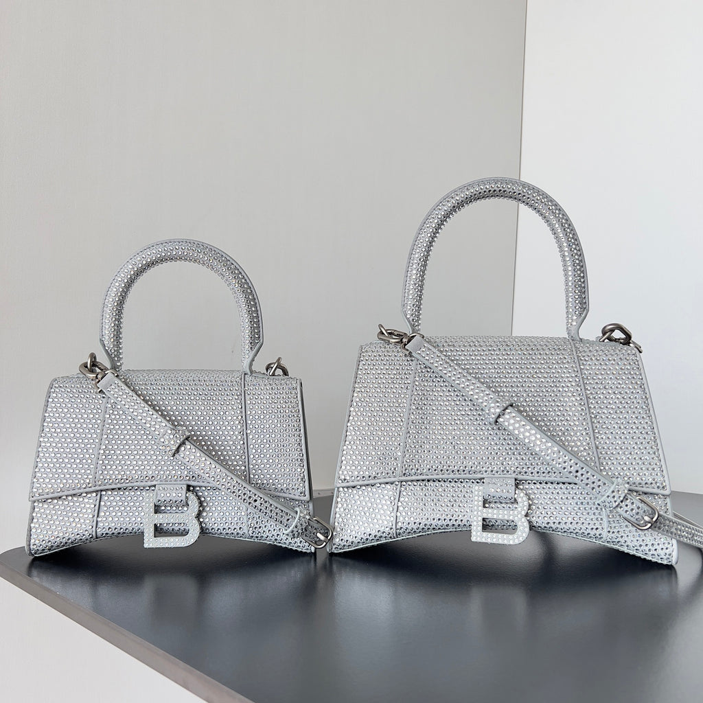 Balenciaga Hourglass Women's Solid Color Full Rhinestone Printed Hourglass Bag Tote Shoulder Crossbody Bags #76123