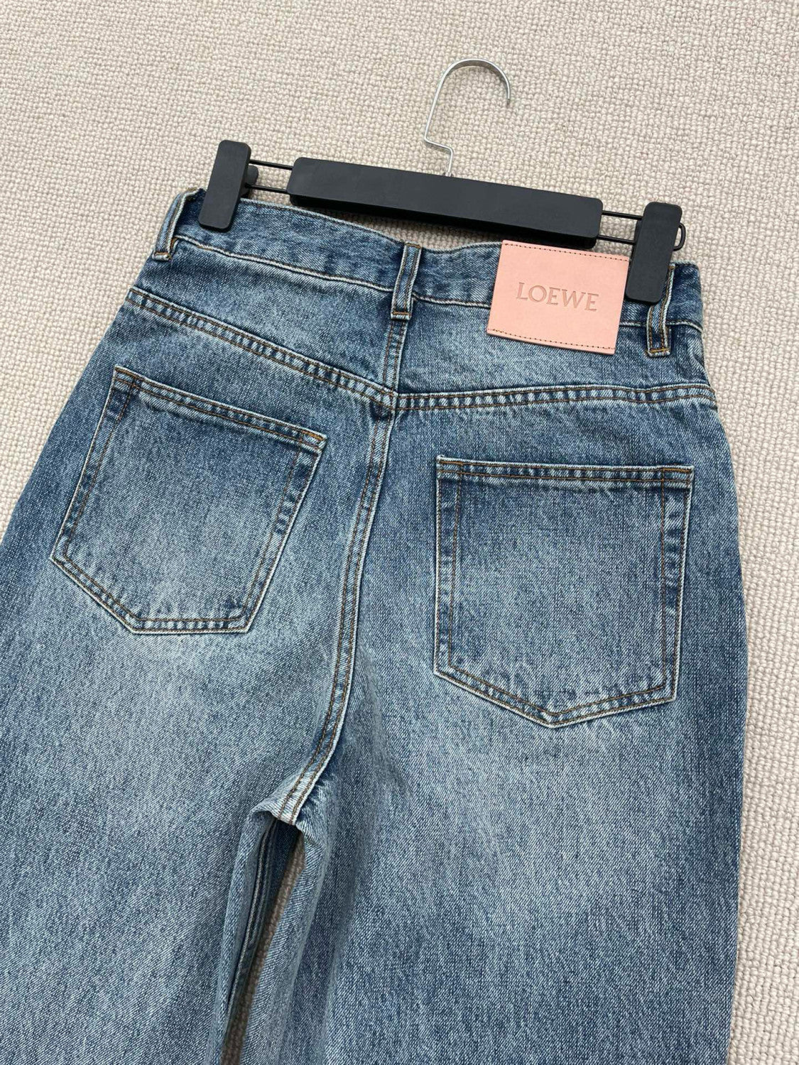 Loewe Men's Four Seasons Anagram Baggy Jeans Cotton Washed Hollow Slash Logo Trousers Pants #76834