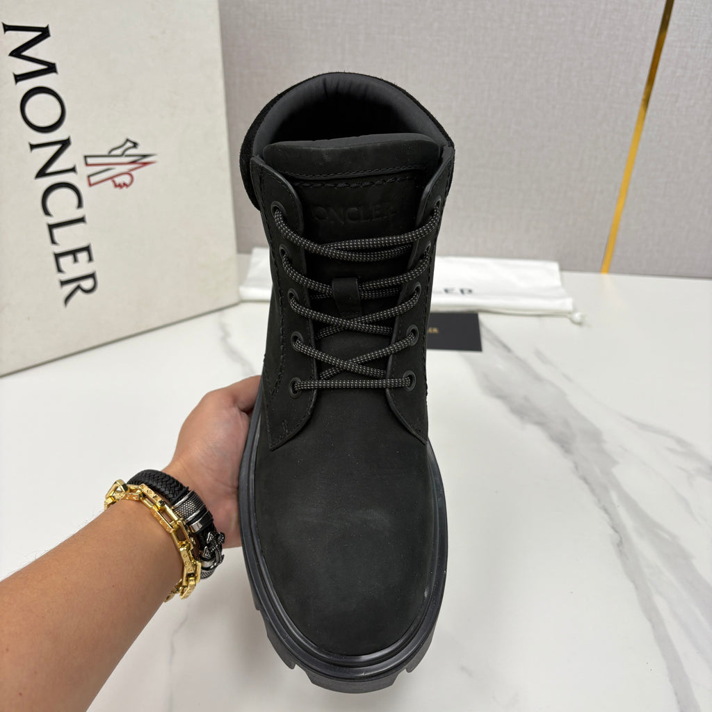 Moncler Black Peak City Nubuck Suede Lace-Up Boots #336113