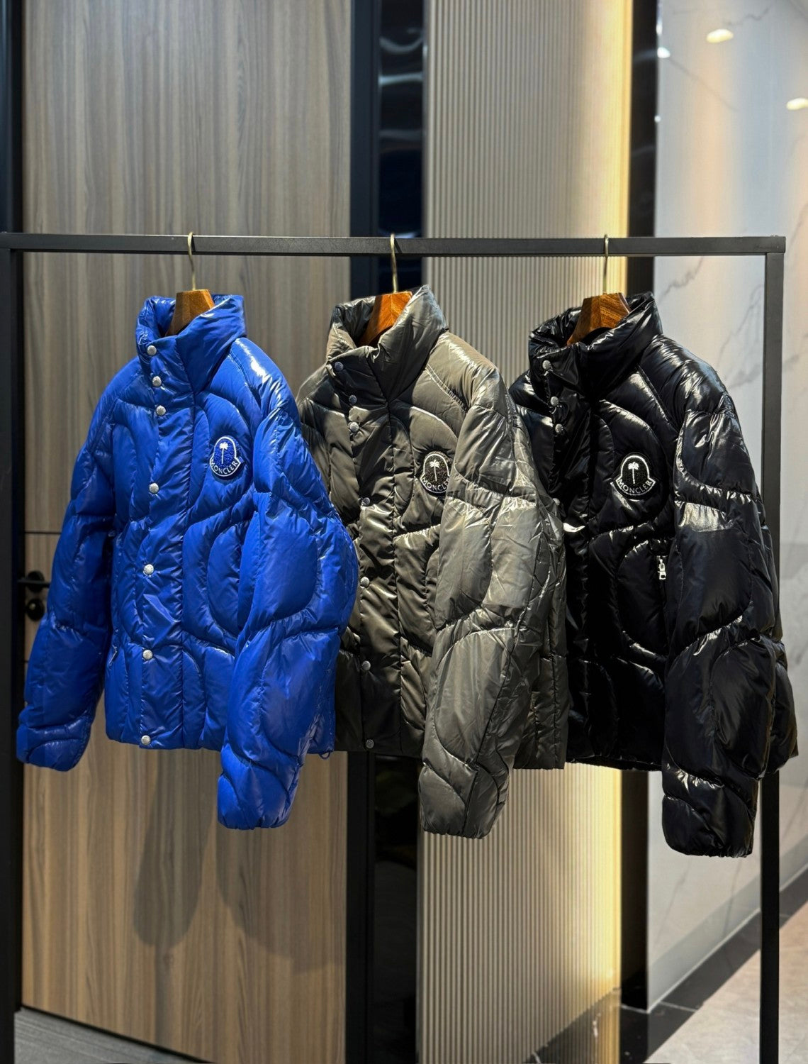 Moncler x Palm Angel  Men's And Women's Winter Fashion Casual Solid Color Zipper Single Button Windproof White Goose Down Jacket Cotton Coat Jacket #79142