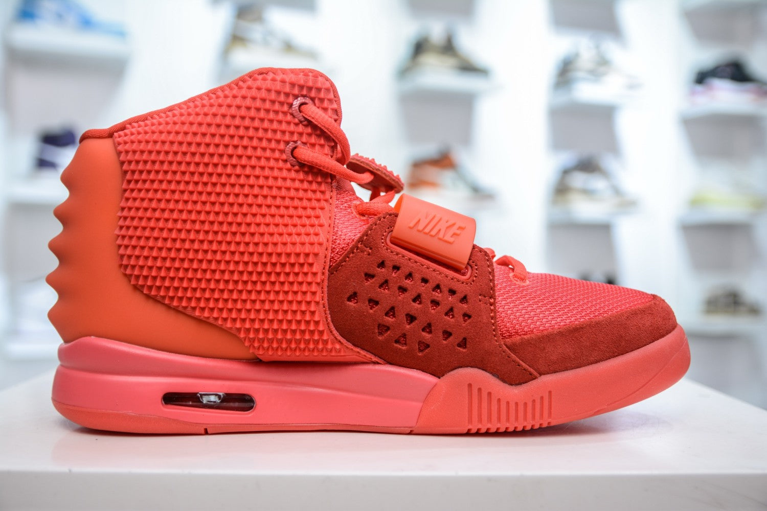 Kanye West x Nike Air Yeezy II NRG Black Solar Red Men's Mid-Top Cushioned Casual Basketball Shoes #76972