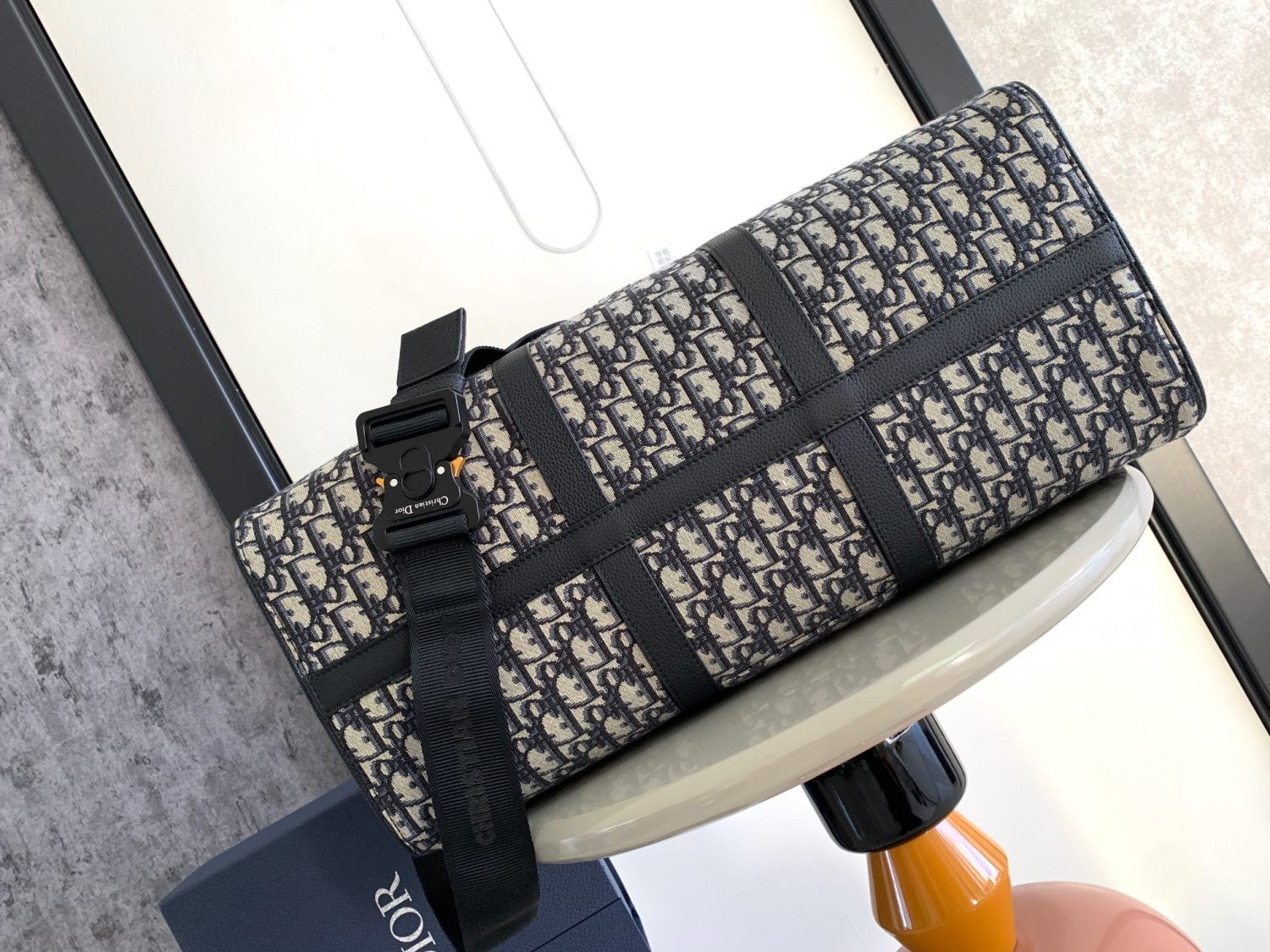 DIOR LINGOT 50 Men's and Women's Adjustable Shoulder Strap Letter Printed Leather Canvas Tote Travel Bag Bags #76472