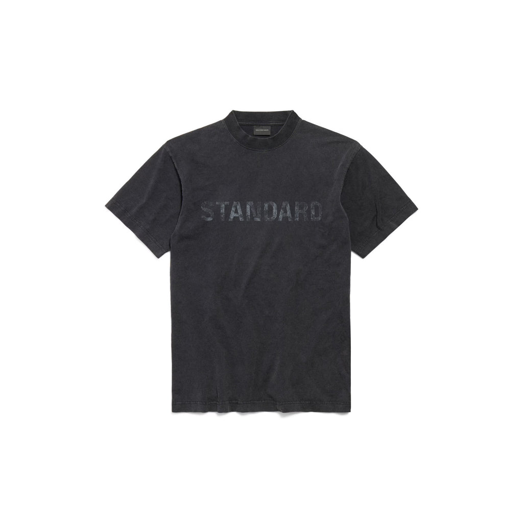 Balenciaga ﻿﻿Men's Summer Standard Print Black Faded Crew Neck Straight-Cut Knit Short-Sleeve T-shirt Ngvp #2353