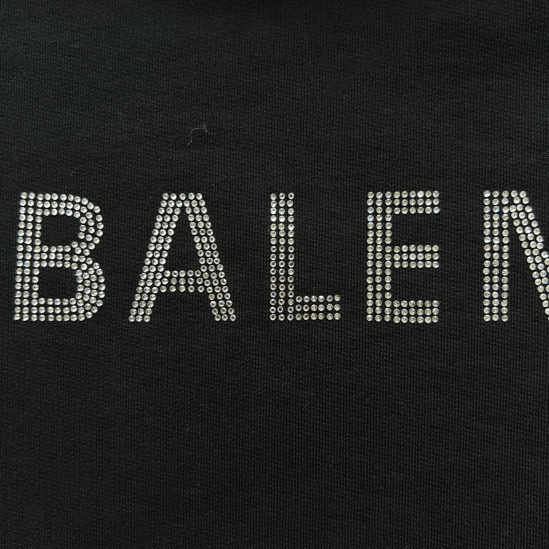 Balenciaga Men's Spring and Autumn Hot Drill Logo Letter Print Black Hooded Sweatshirt #99725