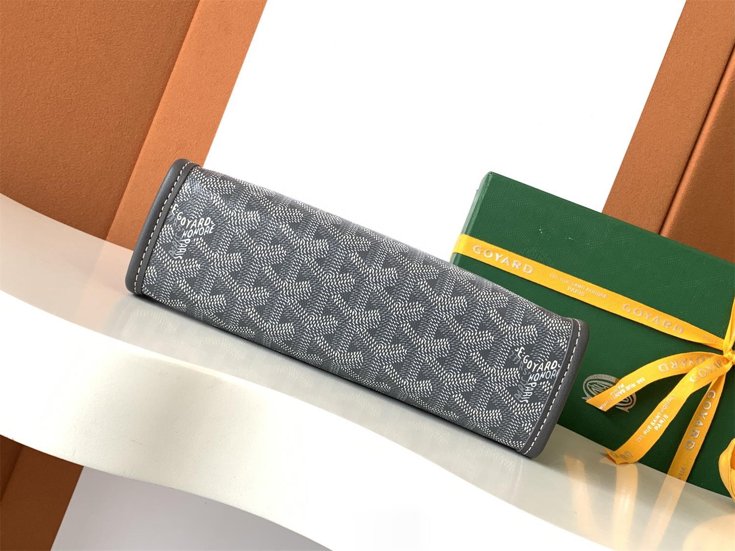 GOYARD Jouvence Men's and Women's Old Flower Full Print Zipper Closure Canvas Patchwork Leather Wash Bag Clutch Bags #75739