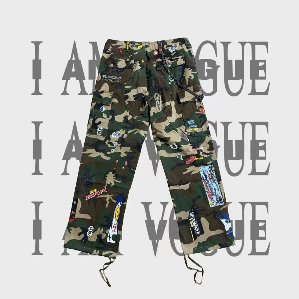 VETEMENTS Opium YVL Style Camouflage Sticker Printed Straight Overalls Playboicarti Same Style #332197