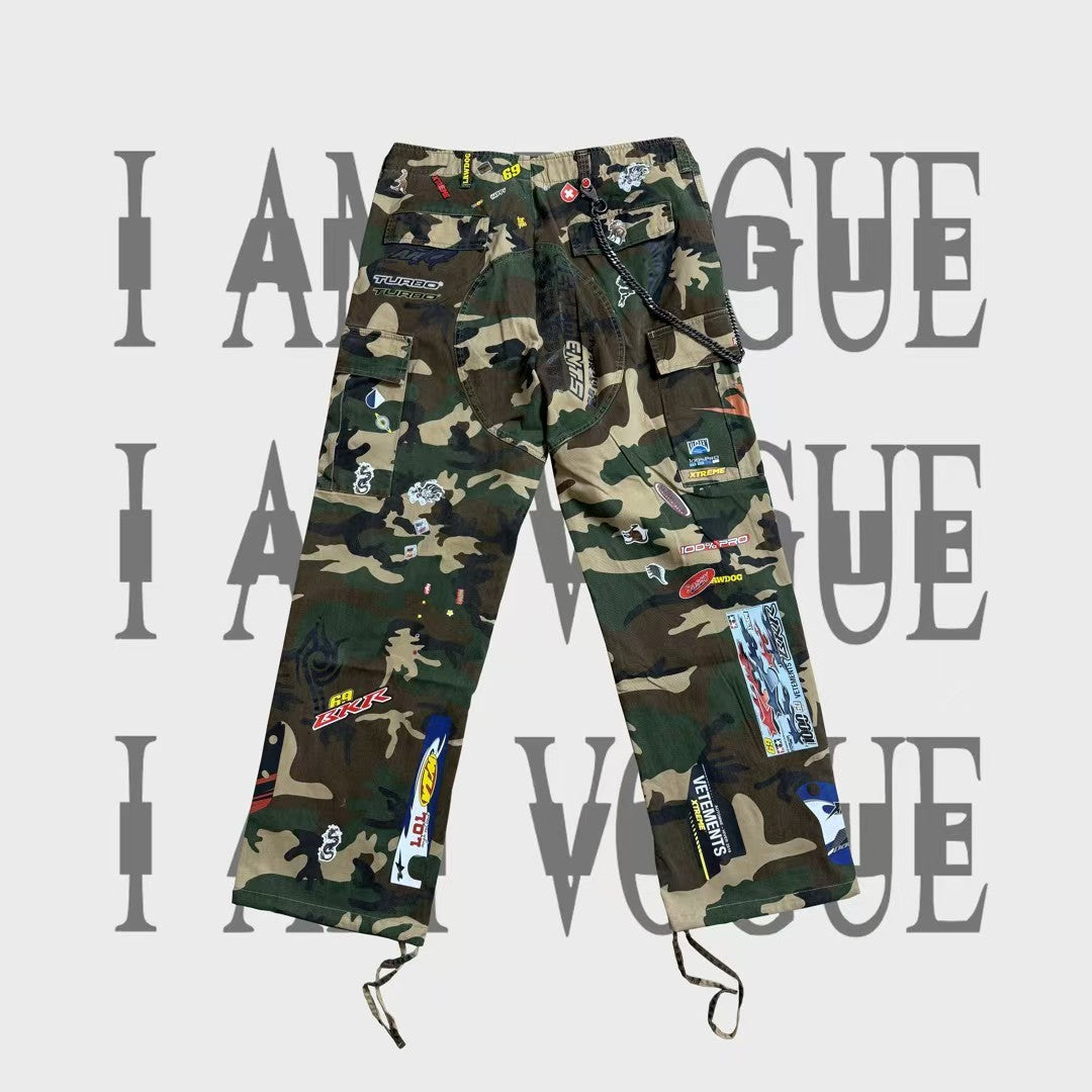 VETEMENTS Opium YVL Style Camouflage Sticker Printed Straight Overalls Playboicarti Same Style #332197