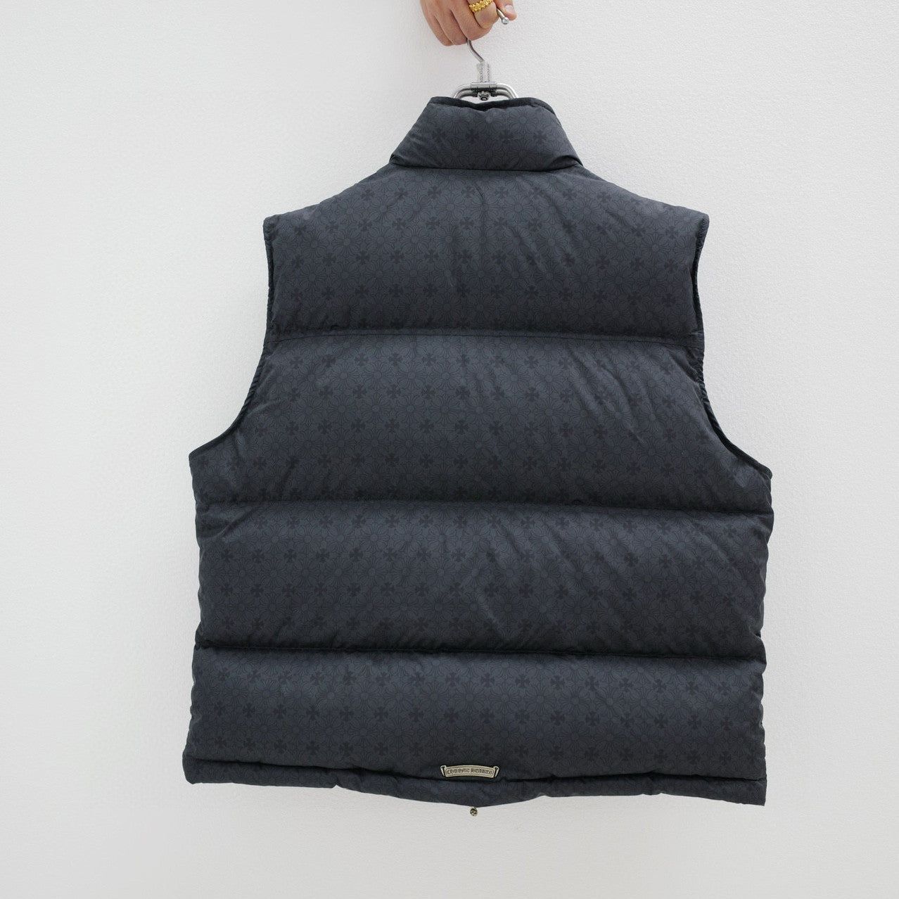 Chrome Hearts Men's And Women's Fall/Winter Fashion Casual Stand Collar Zipper Single Button Hidden Pattern 925 Sterling Silver Hardware Down Sleeveless Vest #79126