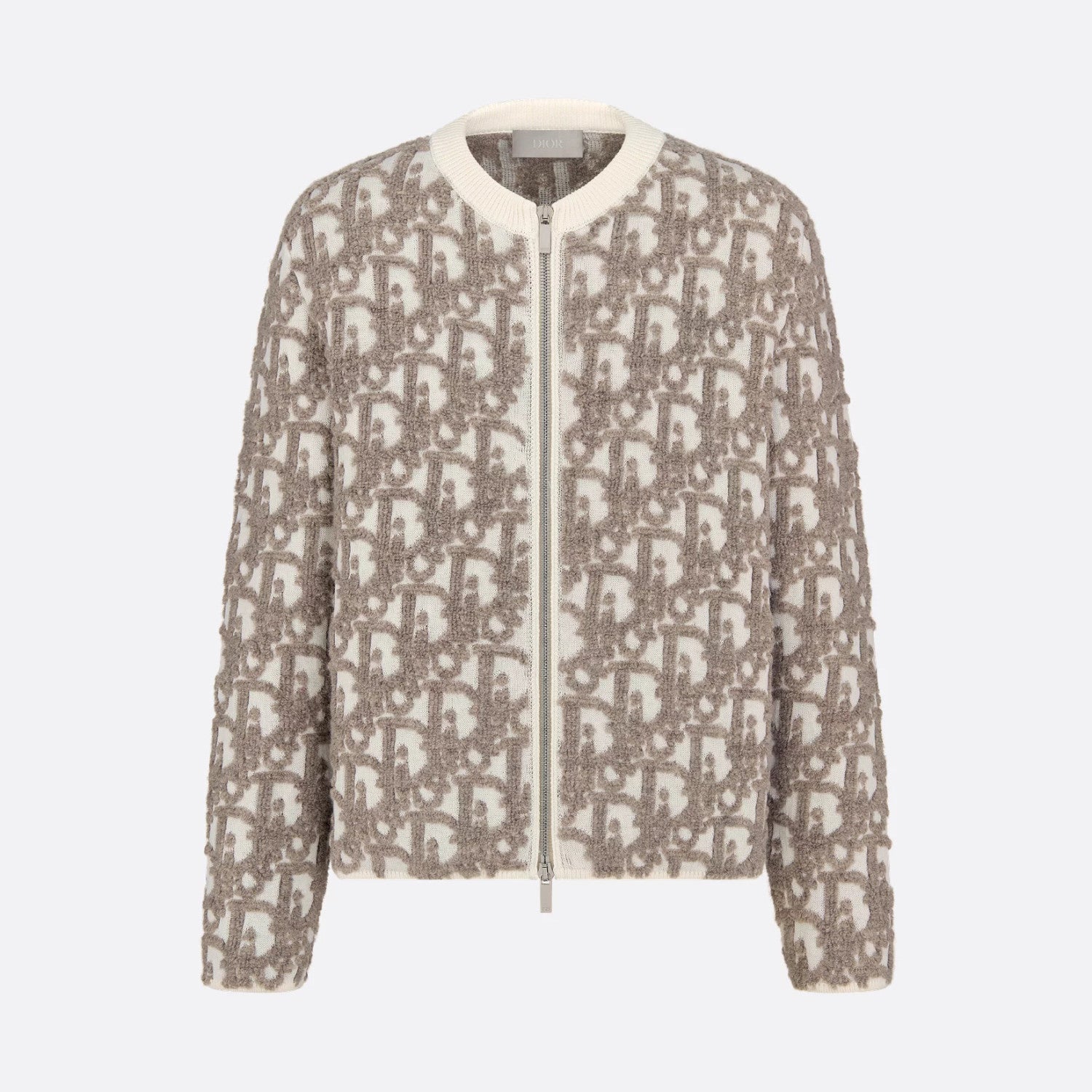 Dior Men's And Women's Spring/Summer Fashion Casual Round Neck Wool Knit Oblique Print Zipper Sweater #78325