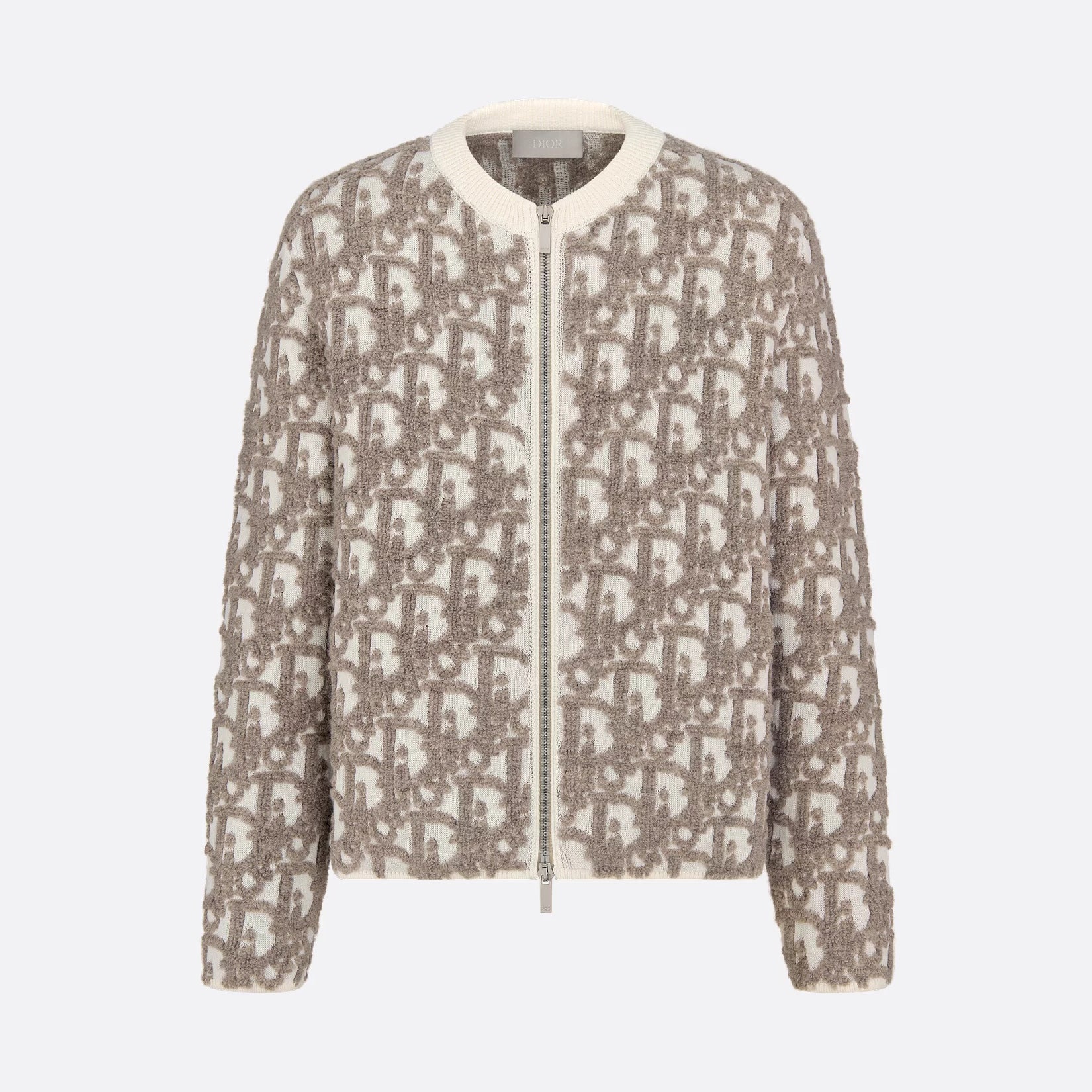 Dior Men's And Women's Spring/Summer Fashion Casual Round Neck Wool Knit Oblique Print Zipper Sweater #78325