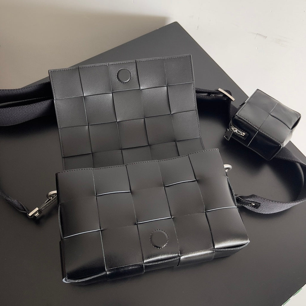 Bottega Veneta Cassette Men's and Women's Solid Color Leather Woven Shoulder Crossbody Bag Bags #75755
