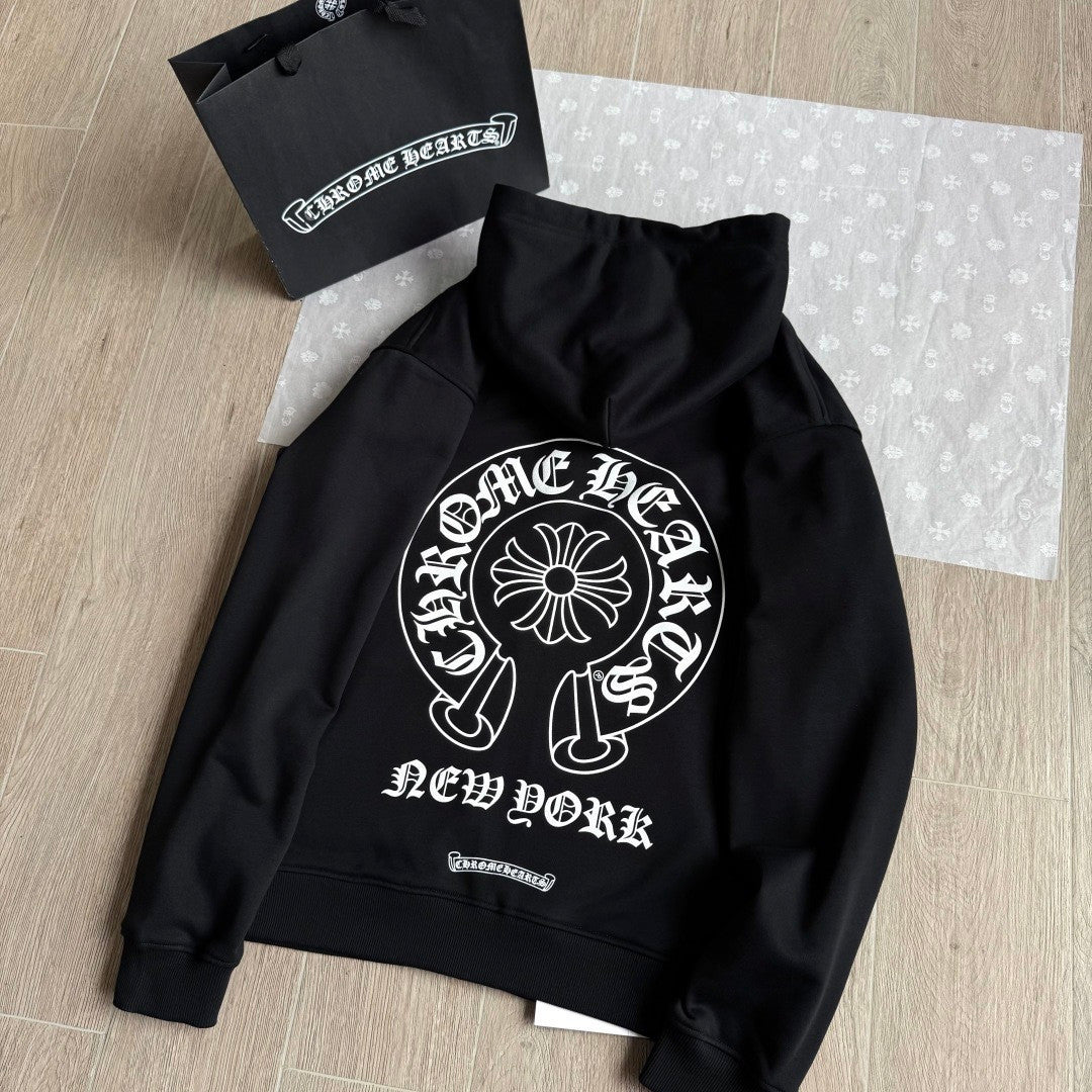 Chrome Hearts 925 Sterling Silver Hardware Classic Horseshoe City Limited Zipper Sweatshirt #333192