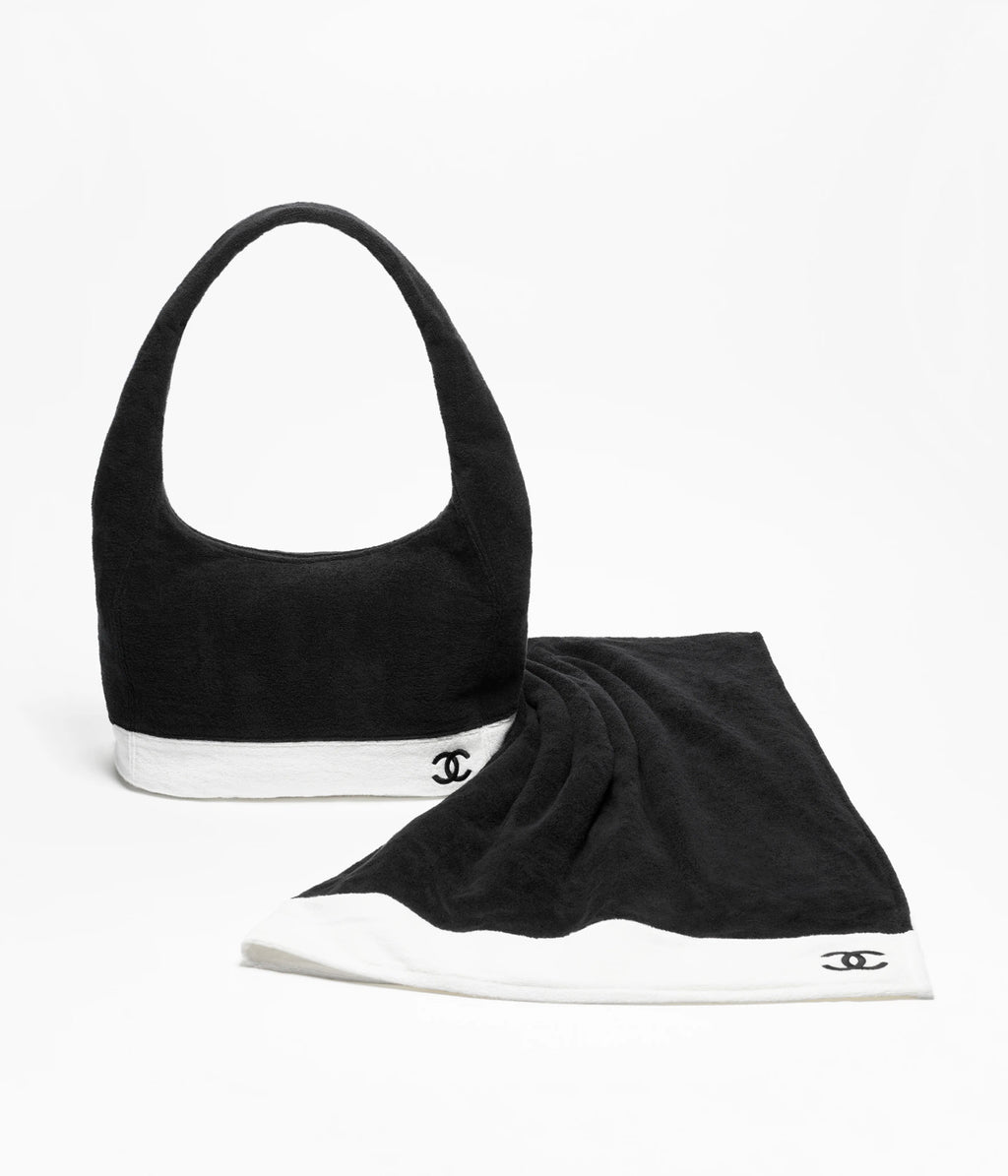 Chanel 2026 Beach Bag Set Classic Black And White Colorway Large Capacity (45 X 60 X 20 Cm) Mini Wallet (17 X 20 Cm) Beach Towel (170 X 103 Cm) Bags #196926
