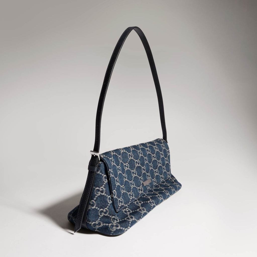 GUCCI Madison Medium Shoulder Bag in Blue GG Denim #383858