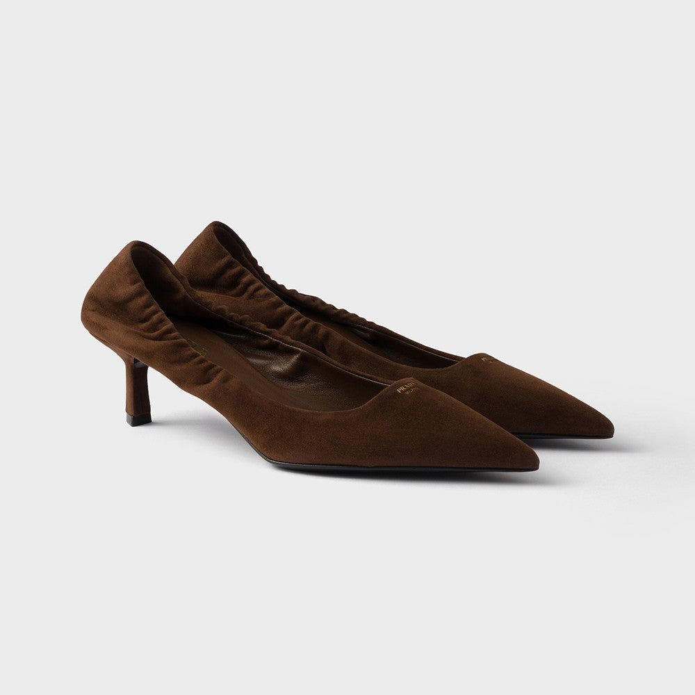 PRADA Cocoa Brown Suede Pumps #334368