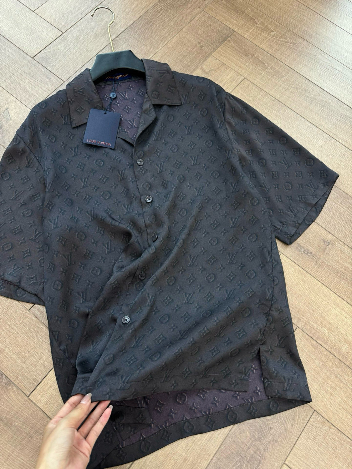 Louis Vuitton Men's Summer Logo Jacquard Single Breasted Casual Short Sleeve Shirt Stretch Waistband Shorts Set Suit #75979