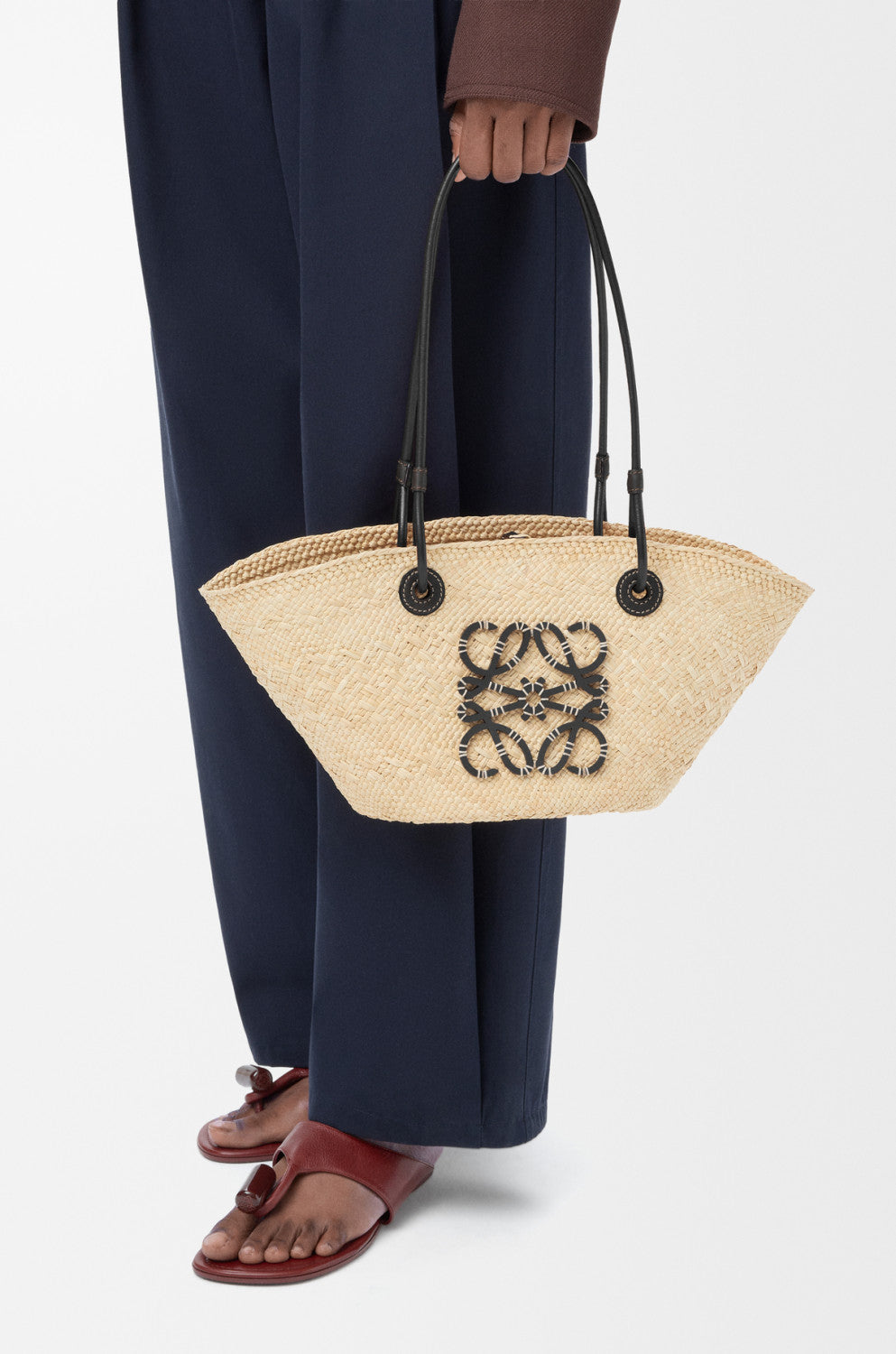 Loewe Small Anagram Basket Bag in Iraca Palm Calfskin Beige Summer Vacation Fashion Elegant Logo Oversized Tote Bag Classic Clutch Bags #82694A