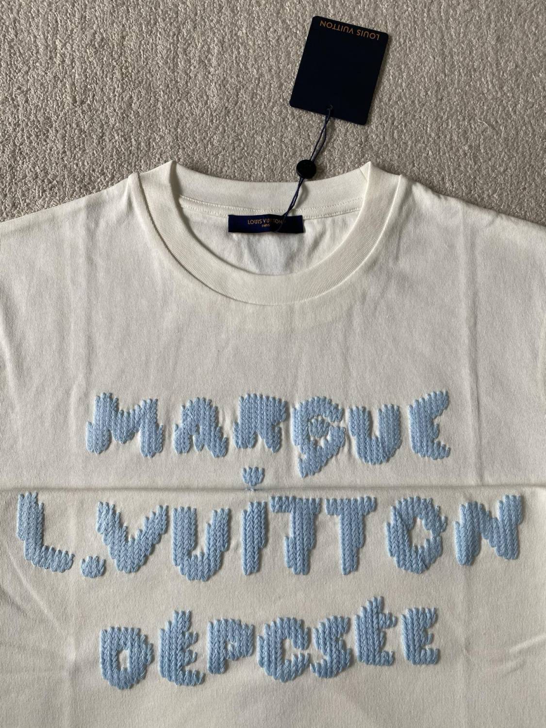 Louis Vuitton Summer Fashion Casual Solid Color Crew Neck Embroidered Short Sleeve T-Shirt #78894
