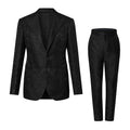Louis Vuitton Men's Black Full Logo Printed Single Breasted Cotton Long Sleeve Jacket Coat Blazer Pants Suit Set #98784