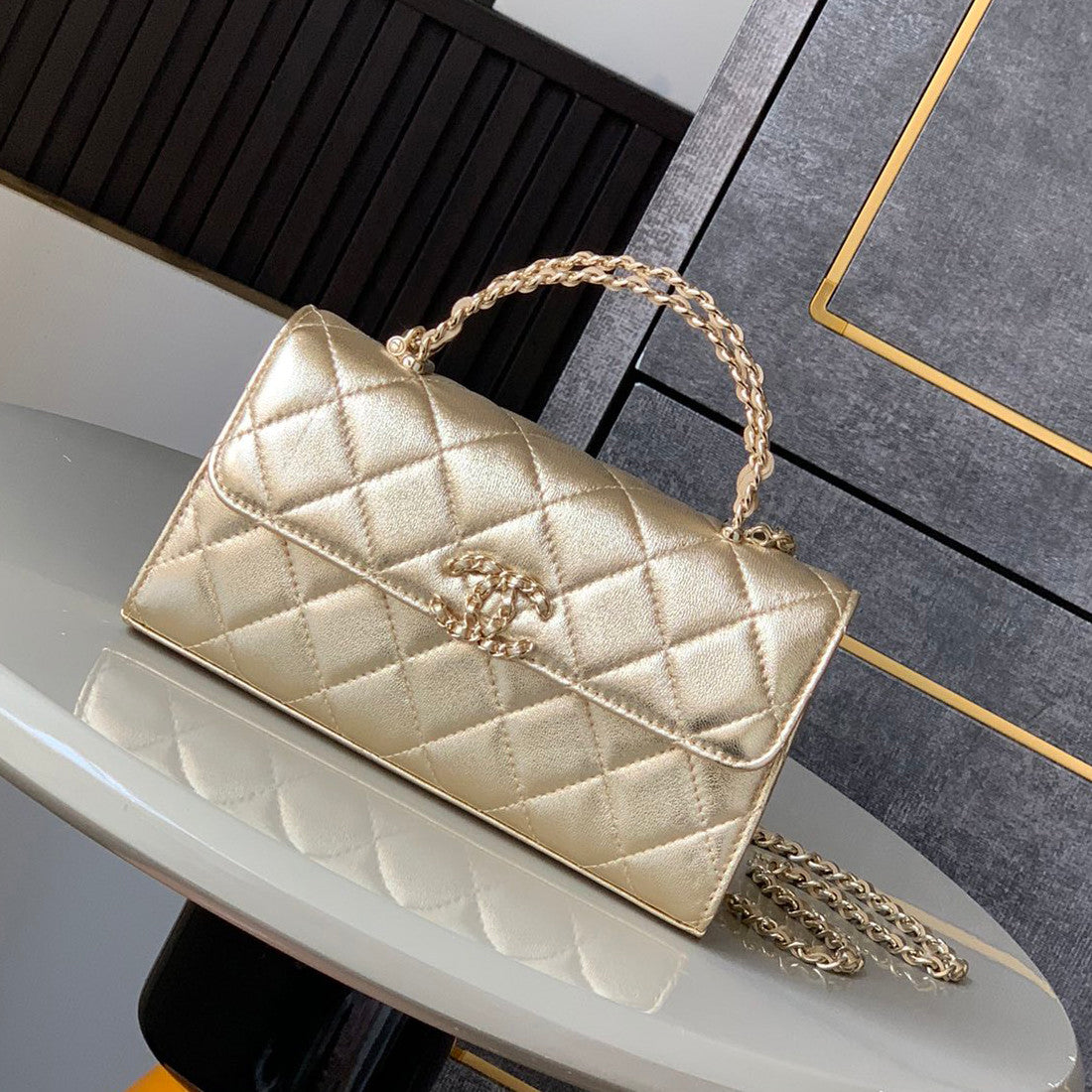 Chanel Women's Solid Color Diamond Pattern Chain Shoulder Strap Grain Embossed Leather Flap Bag Single Shoulder Handbag Crossbody Bags #77513