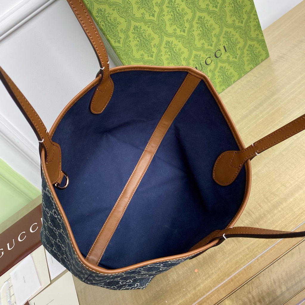 Gucci Totissima Women's Branded Classic Printed Denim Tote Bag Tote Shoulder Bags #76511