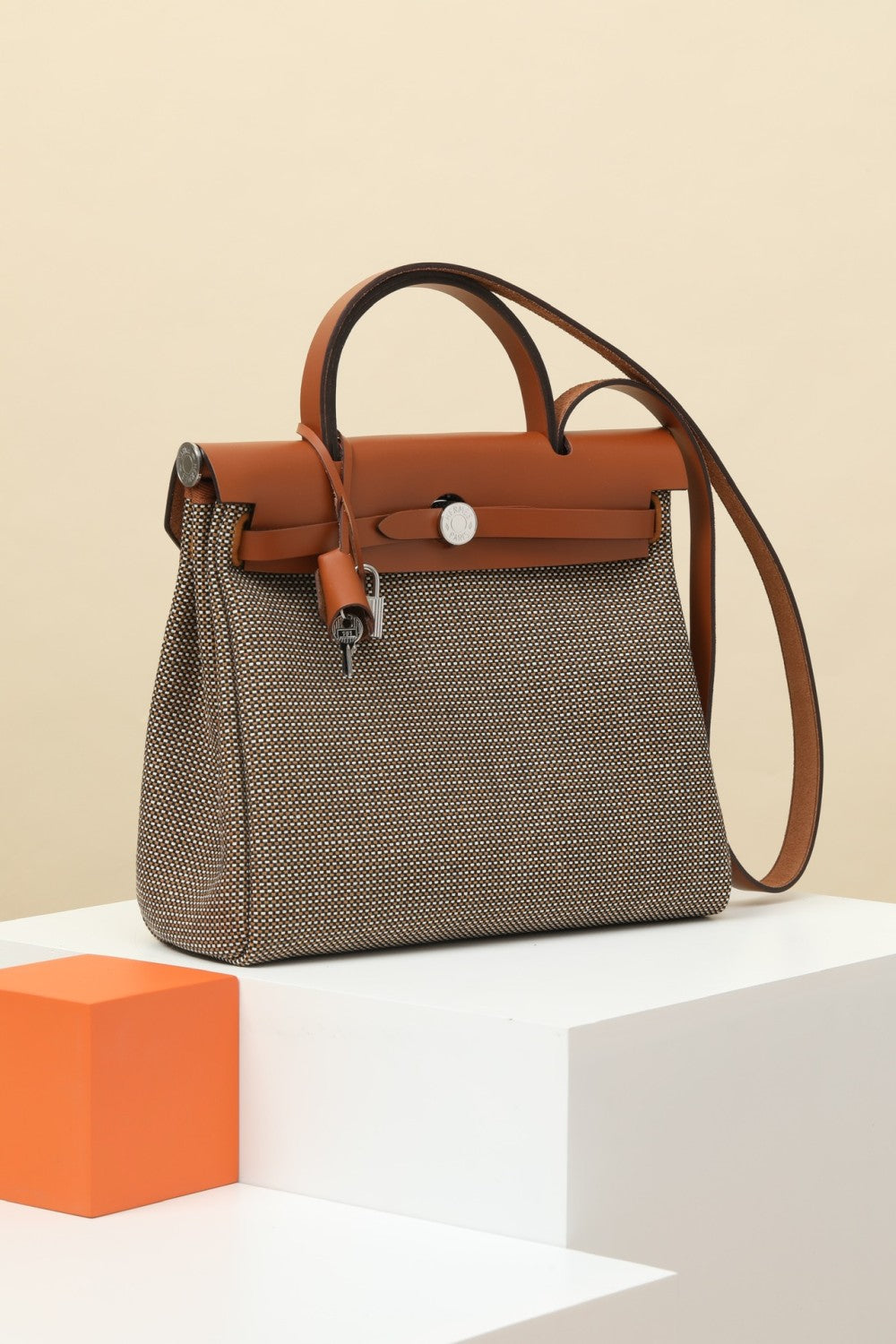 Hermes Women's Classic Fashion Solid Color Leather Saddle Buckle Lock Military Canvas Travel Tote Shoulder Bag Bags HB310180 #79122