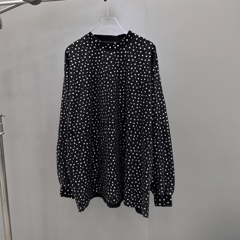 Balenciaga Men's Women's Spring and Autumn Cotton Printed Vintage Washed Loose Long Sleeve T-Shirt Ngvp #7134