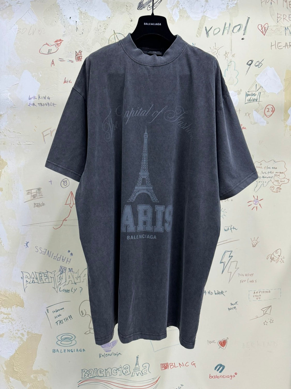 Balenciaga Men's Summer Letter Logo Print Round Neck Regular Fit Short Sleeve T-Shirt #72972