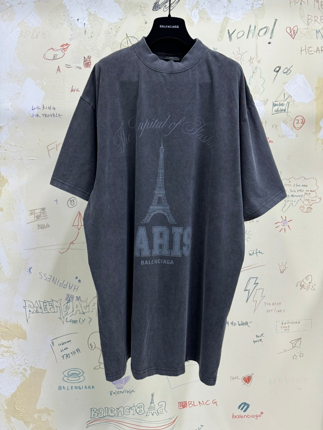 Balenciaga Men's Summer Letter Logo Print Round Neck Regular Fit Short Sleeve T-Shirt #72972