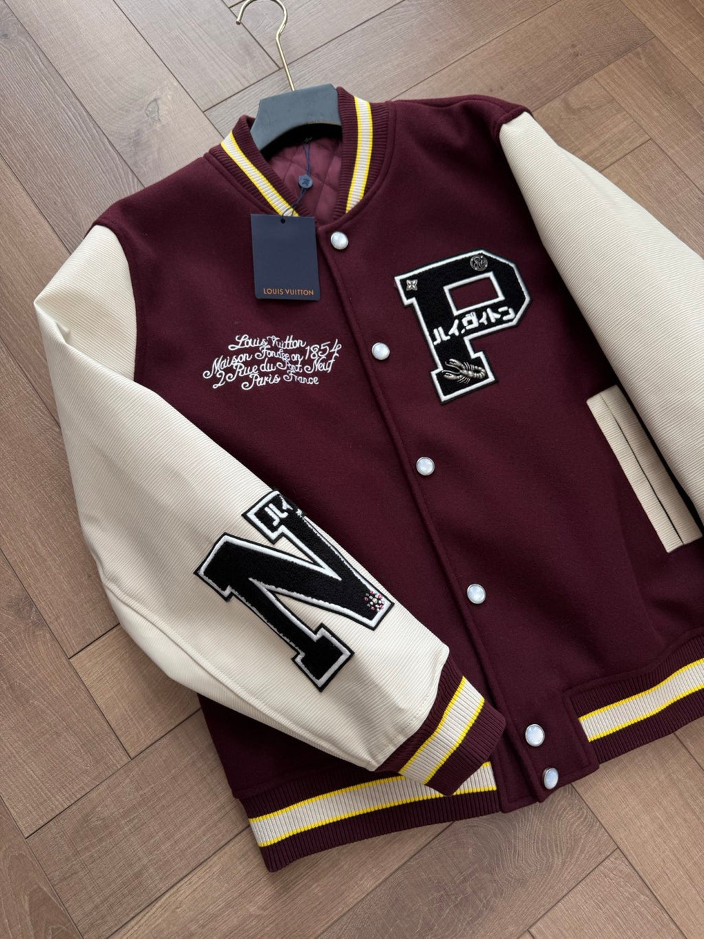 Louis Vuitton x 25FW Men's Letter Badge Printed Stand Collar Pocket Long Sleeve Baseball Uniform #332524