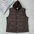 Brunello Cucinelli Men's Fall/Winter High-Street Color-Blocked Single-Breasted Solid Sleeveless Hooded Down Vest Ngvp #2321
