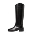 Chanel Women's Autumn/winter Classic Fashion Solid Color Leather Round Toe Long Boots High Boots Shoes #78373