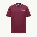 Moncler Burgundy Embroidered Logo Cotton T-Shirt Polos T-shirts #375498